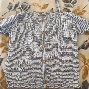 blue and white striped shirt